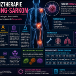 Frequenztherapie bei Ewing-Sarkom - Herbert Eder - Frequenzforscher Infografik zum Ewing-Sarkom: Menschlicher Ganzkörper mit hervorgehobenem Oberschenkelknochen und Tumorbereichen; Überschrift „Frequenztherapie bei Ewing-Sarkom“.