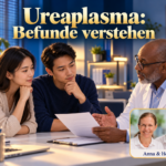 Ureaplasma: Befunde verstehen – Anna und Herbert - Herbert Eder - Frequenzforscher Zwei Erwachsene sprechen mit einem Mann im weißen Mantel unter dem Titel Ureaplasma: Befunde verstehen.