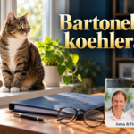 Bartonella koehlerae – Anna und Herbert - Herbert Eder - Frequenzforscher Katze auf einer Fensterbank neben Mappe und Brille unter dem Titel Bartonella koehlerae.