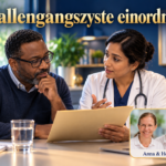 Gallengangszyste einordnen – Anna und Herbert - Herbert Eder - Frequenzforscher Mann und Frau im weißen Mantel betrachten eine Mappe unter dem Titel Gallengangszyste einordnen.