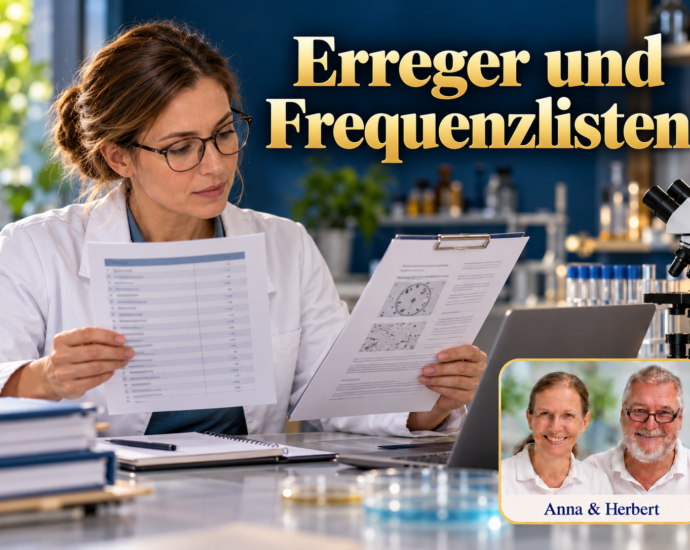 Frau im weißen Mantel vergleicht Ausdrucke unter dem Titel Erreger und Frequenzlisten.