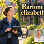 Bartonella elizabethae – Anna und Herbert - Herbert Eder - Frequenzforscher Frau mit Tablet steht vor einem Wohngebäude unter dem Titel Bartonella elizabethae.