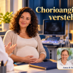 Chorioangiom verstehen – Anna und Herbert - Herbert Eder - Frequenzforscher Schwangere Frau im Gespräch vor einem Ultraschallgerät unter dem Titel Chorioangiom verstehen.