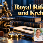Royal Rife und Krebs – Anna und Herbert - Herbert Eder - Frequenzforscher Historisch wirkendes Messingmikroskop, Bücher und Lupe unter dem Titel Royal Rife und Krebs.