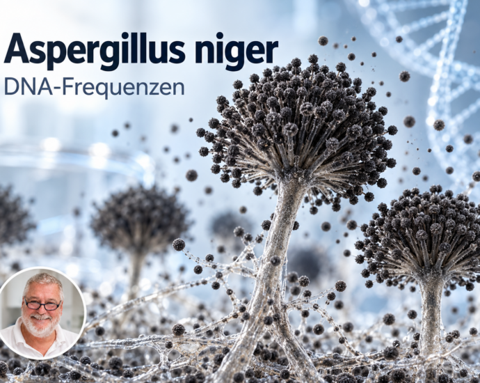 Redaktionelles Symbolbild zu Aspergillus niger mit kleinem Autorenporträt von Herbert Eder links unten.