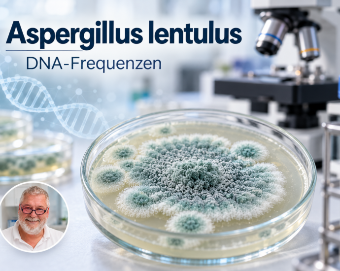 Redaktionelles Symbolbild zu Aspergillus lentulus mit kleinem Autorenporträt von Herbert Eder links unten.